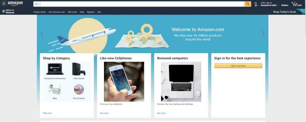 Amazon.com các trang web mua hàng tại mỹ